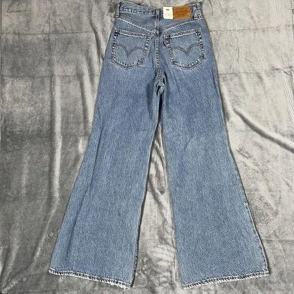 Levi's High Loose Flare Jeans Womens 26 X 32 Blue Wash High Rise Distressed - Picture 6 of 14